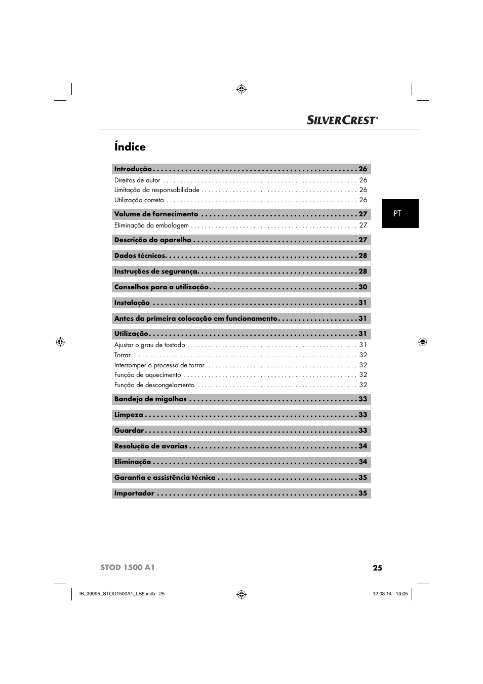 Índice | Silvercrest STOD 1500 A1 User Manual | Page 28 / 64