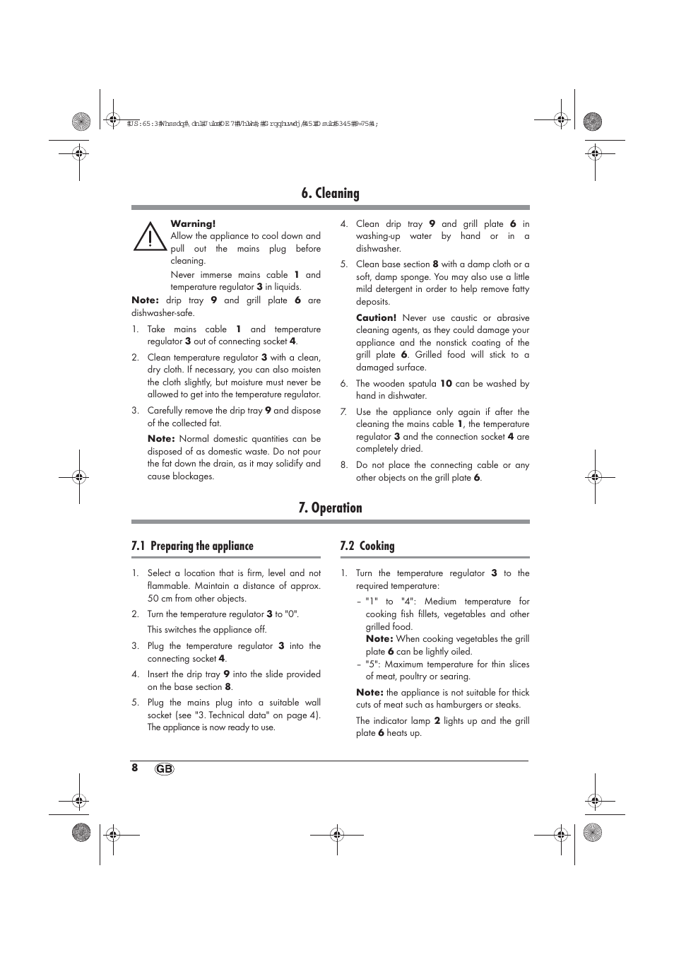 Cleaning, Operation, 1 preparing the appliance | 2 cooking | Silvercrest STYG 2000 A2 User Manual | Page 10 / 70