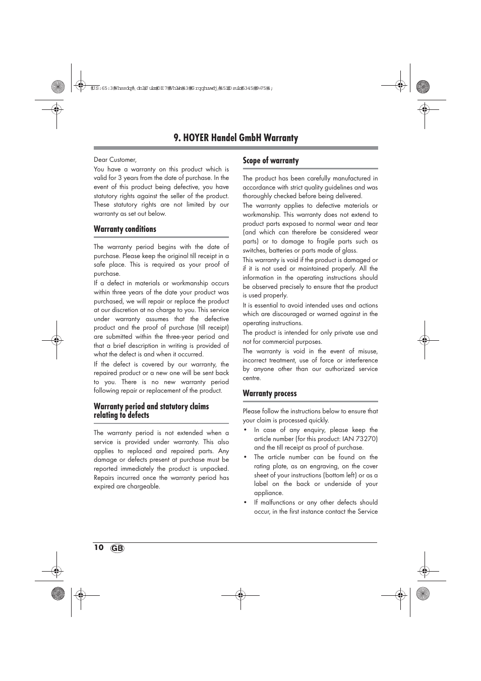 Hoyer handel gmbh warranty | Silvercrest STYG 2000 A2 User Manual | Page 12 / 70