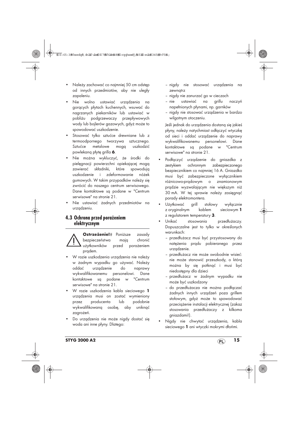 3 ochrona przed porażeniem elektrycznym | Silvercrest STYG 2000 A2 User Manual | Page 17 / 70