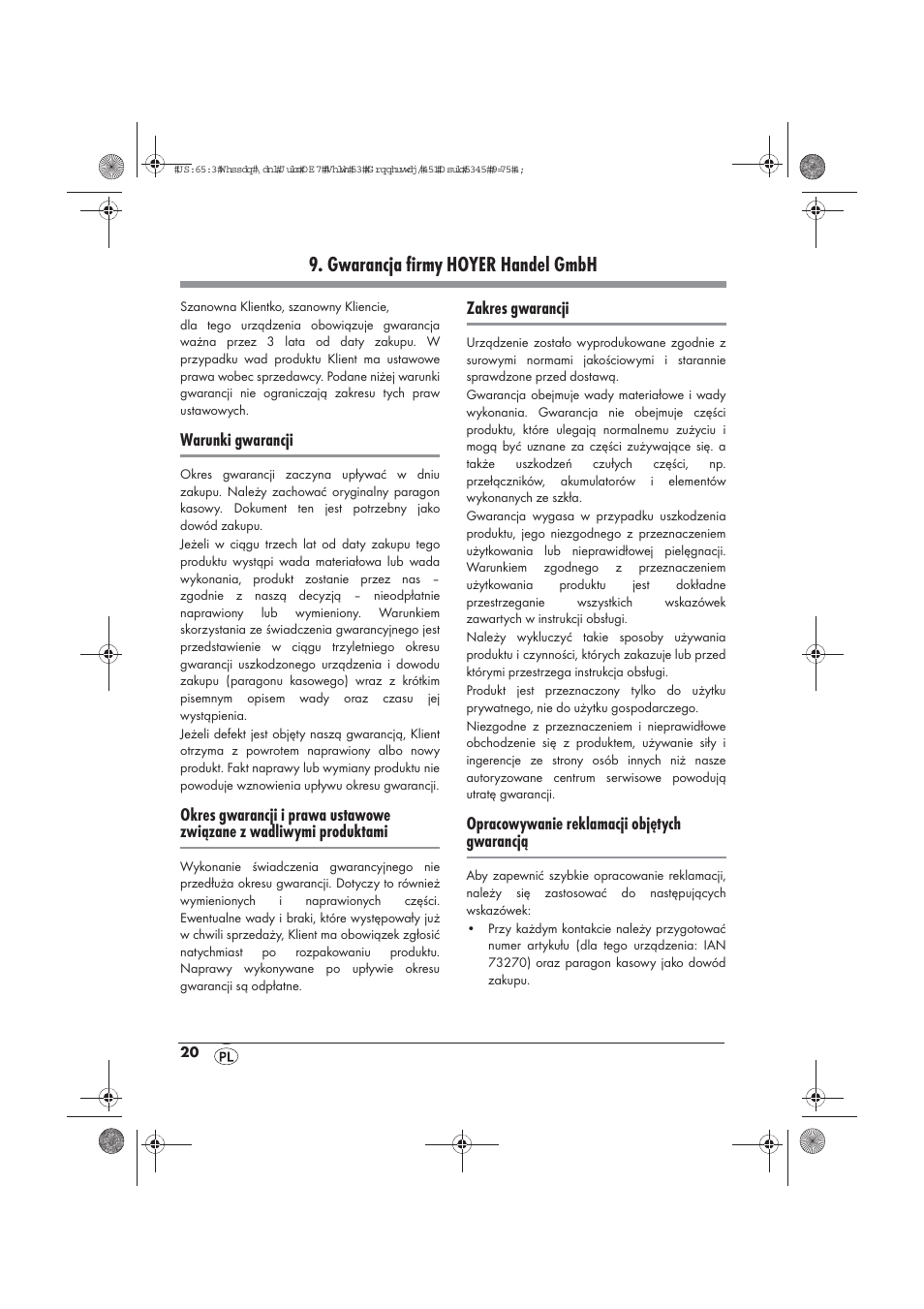 Gwarancja firmy hoyer handel gmbh | Silvercrest STYG 2000 A2 User Manual | Page 22 / 70