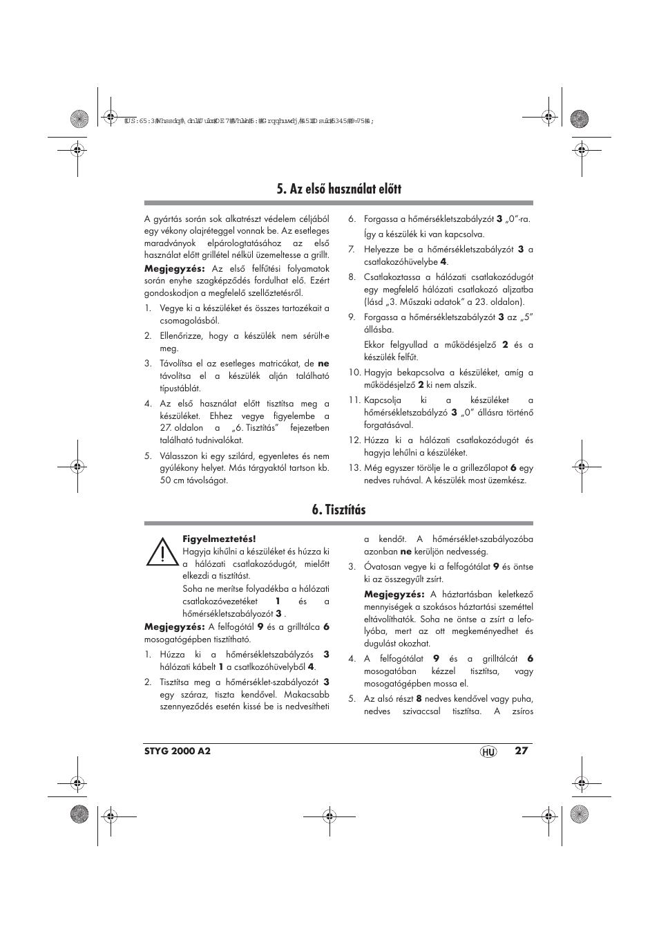 Az első használat előtt, Tisztítás | Silvercrest STYG 2000 A2 User Manual | Page 29 / 70