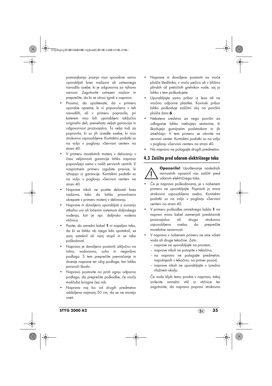 3 zaščita pred udarom električnega toka | Silvercrest STYG 2000 A2 User Manual | Page 37 / 70