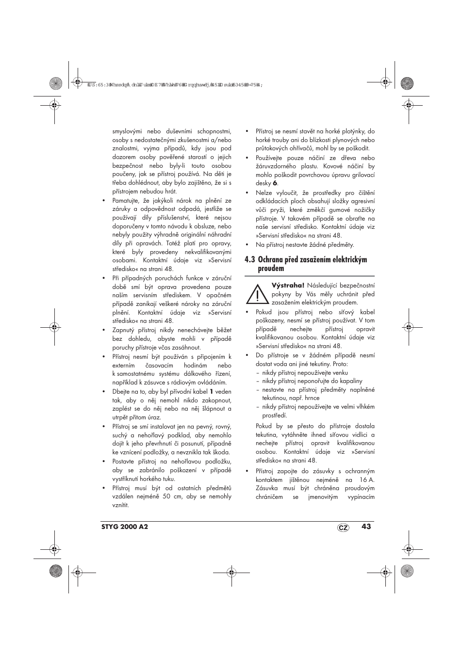 3 ochrana před zasažením elektrickým proudem | Silvercrest STYG 2000 A2 User Manual | Page 45 / 70