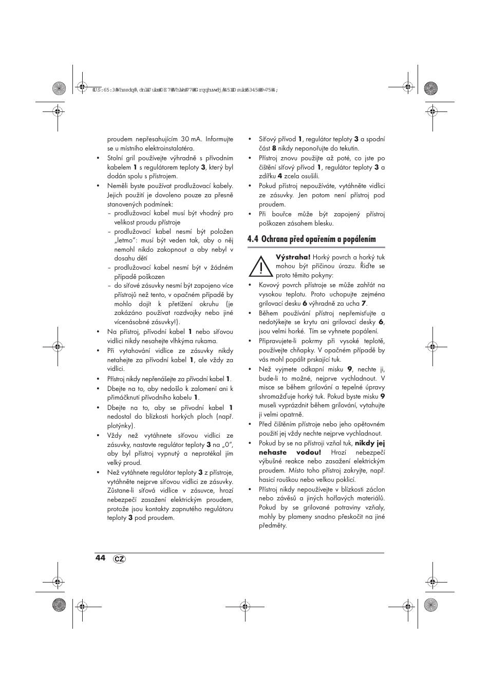4 ochrana před opařením a popálením | Silvercrest STYG 2000 A2 User Manual | Page 46 / 70