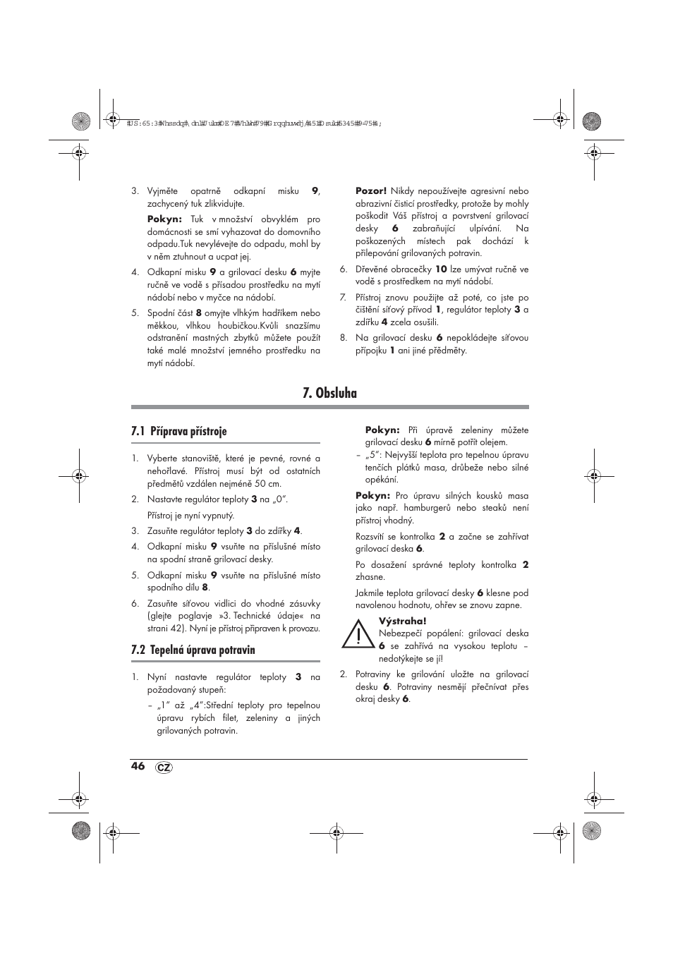 Obsluha, 1 příprava přístroje, 2 tepelná úprava potravin | Silvercrest STYG 2000 A2 User Manual | Page 48 / 70