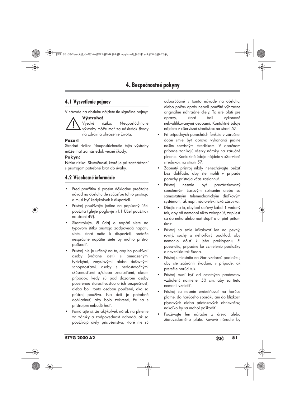 Bezpečnostné pokyny, 1 vysvetlenie pojmov, 2 všeobecné informácie | Silvercrest STYG 2000 A2 User Manual | Page 53 / 70