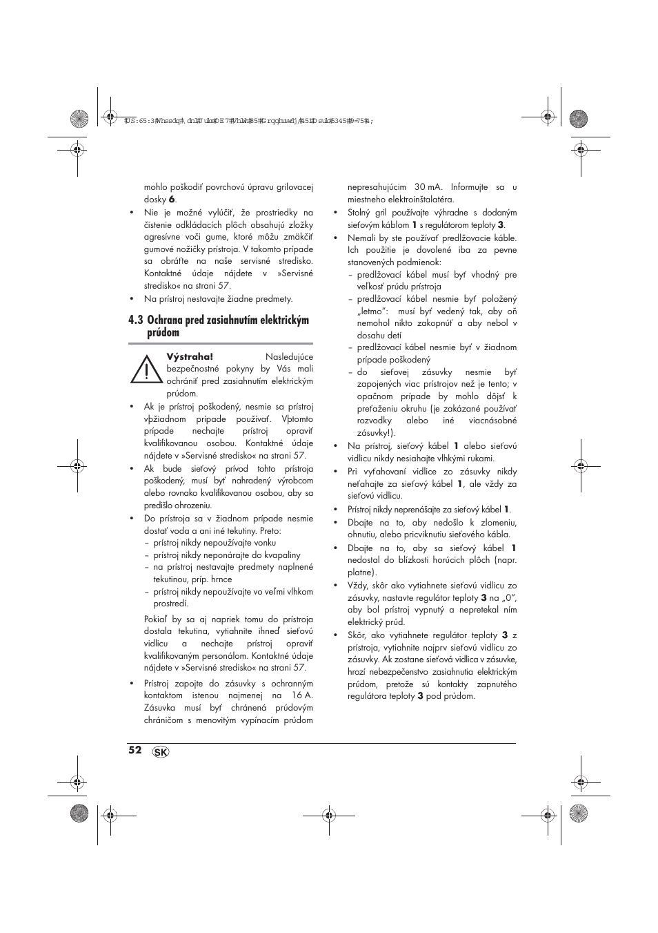 3 ochrana pred zasiahnutím elektrickým prúdom | Silvercrest STYG 2000 A2 User Manual | Page 54 / 70