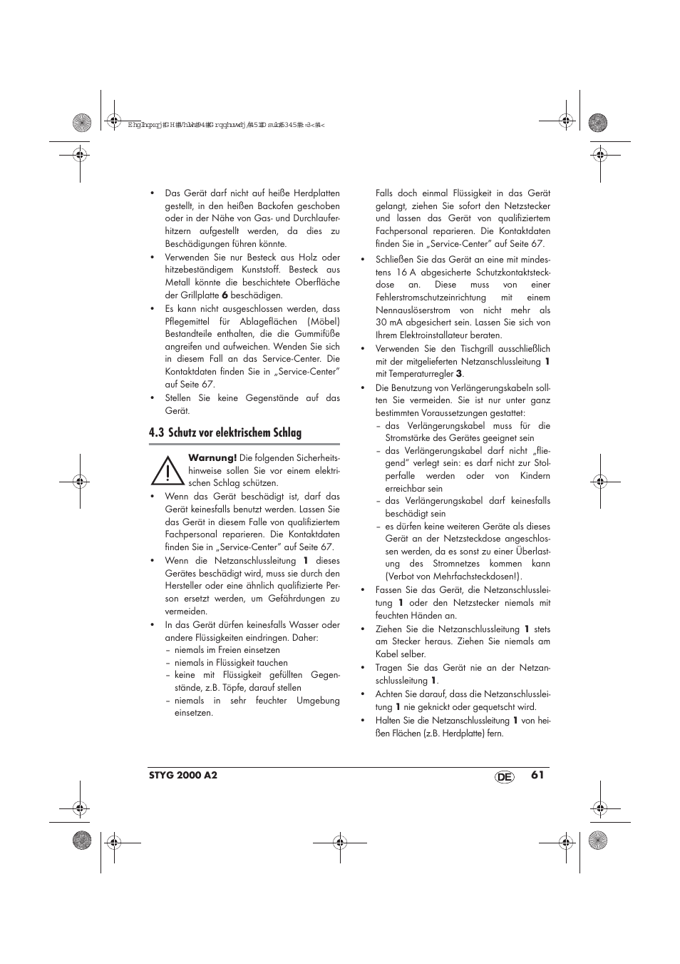 3 schutz vor elektrischem schlag | Silvercrest STYG 2000 A2 User Manual | Page 63 / 70