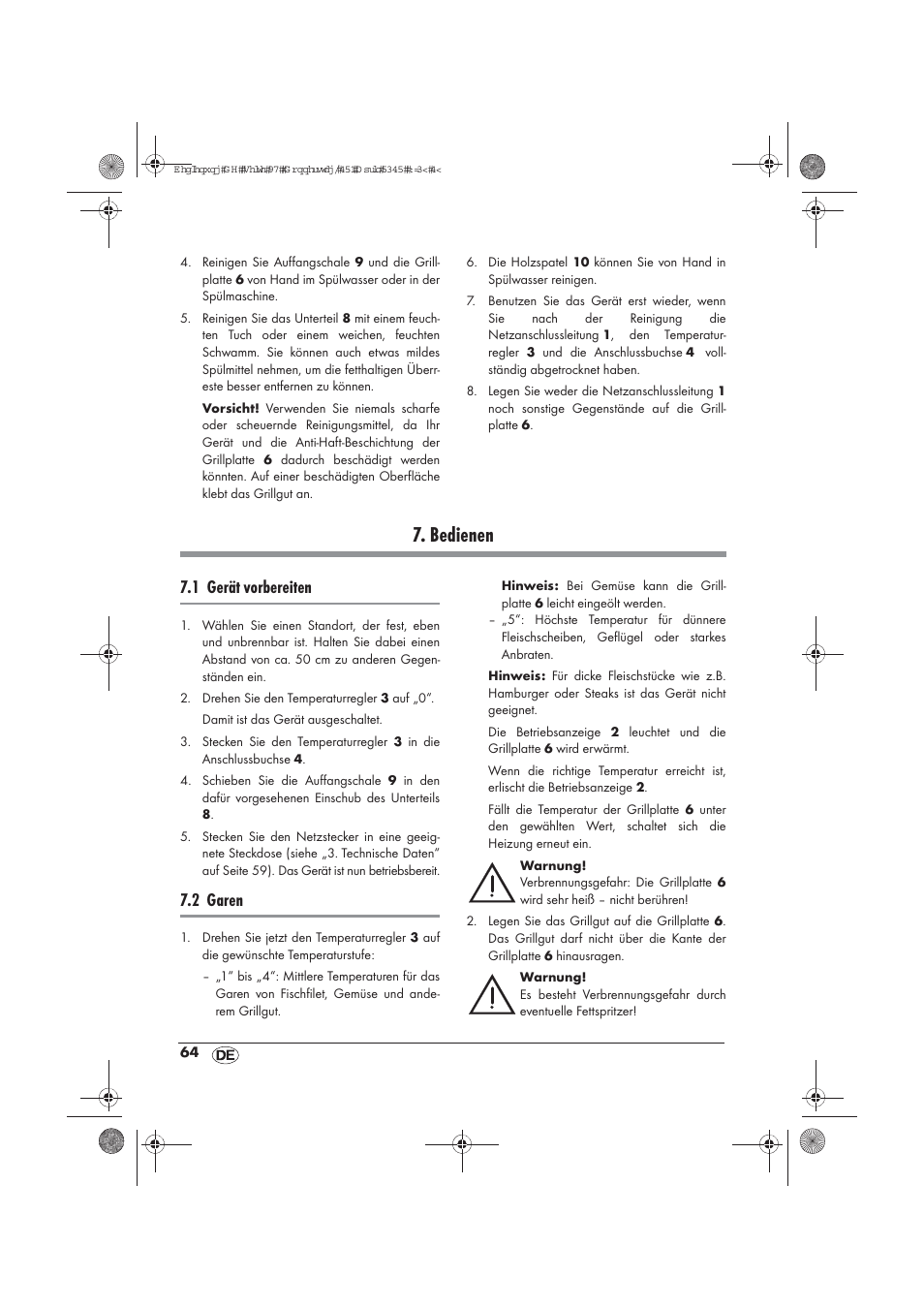 Bedienen, 1 gerät vorbereiten, 2 garen | Silvercrest STYG 2000 A2 User Manual | Page 66 / 70