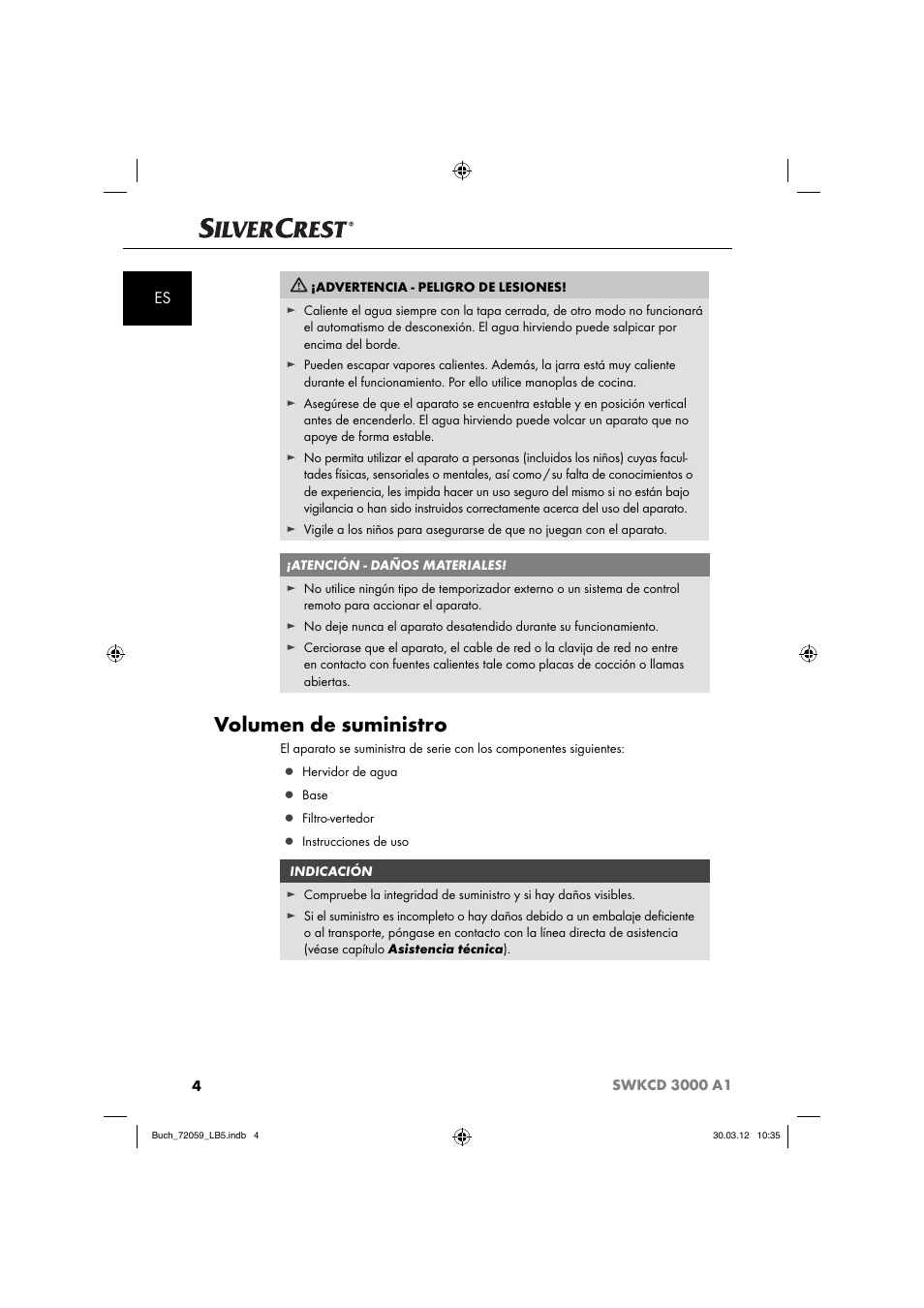 Volumen de suministro | Silvercrest SWKCD 3000 A1 User Manual | Page 6 / 49