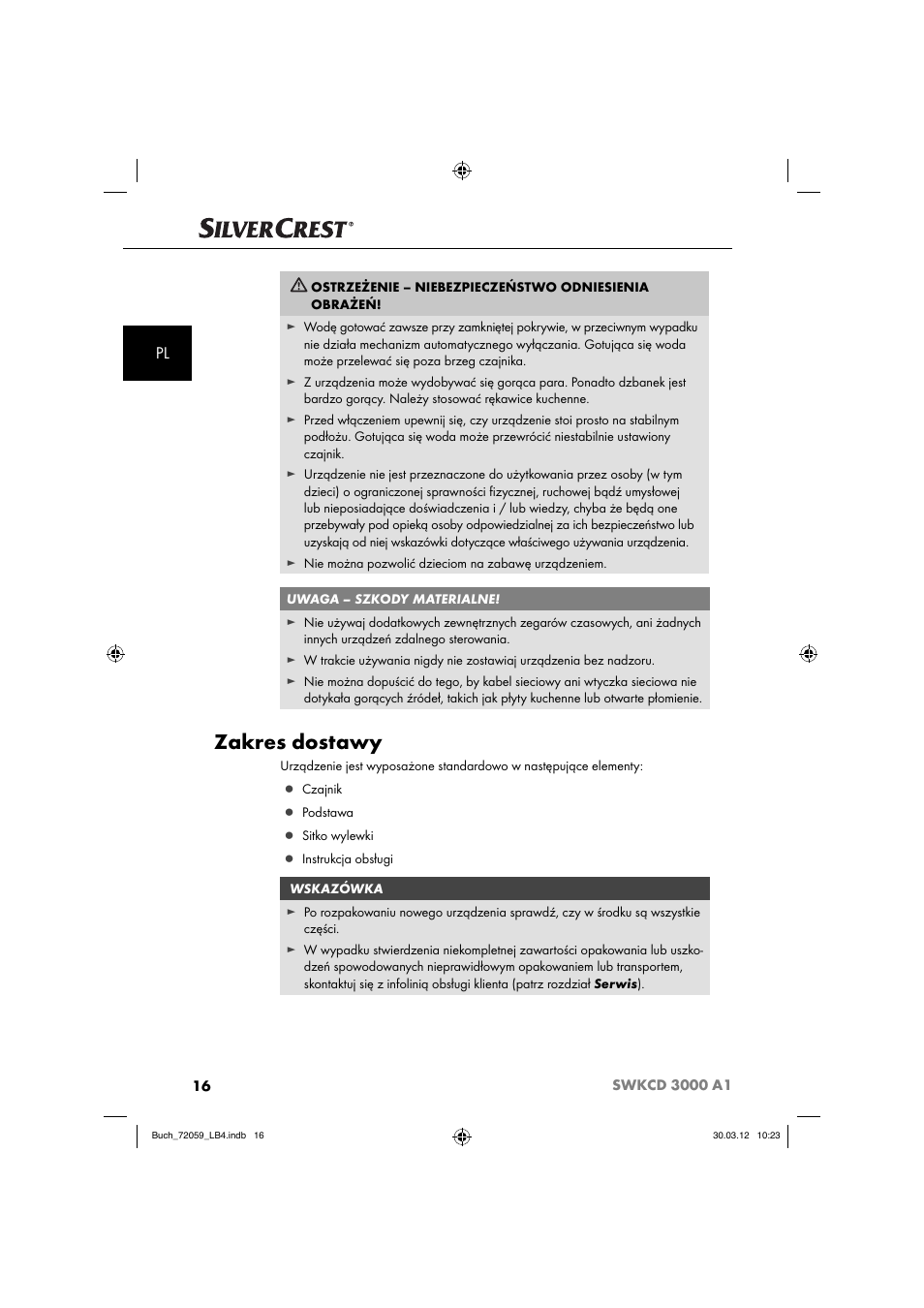 Zakres dostawy | Silvercrest SWKCD 3000 A1 User Manual | Page 18 / 61