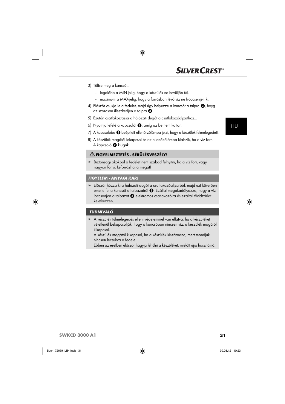 Silvercrest SWKCD 3000 A1 User Manual | Page 33 / 61