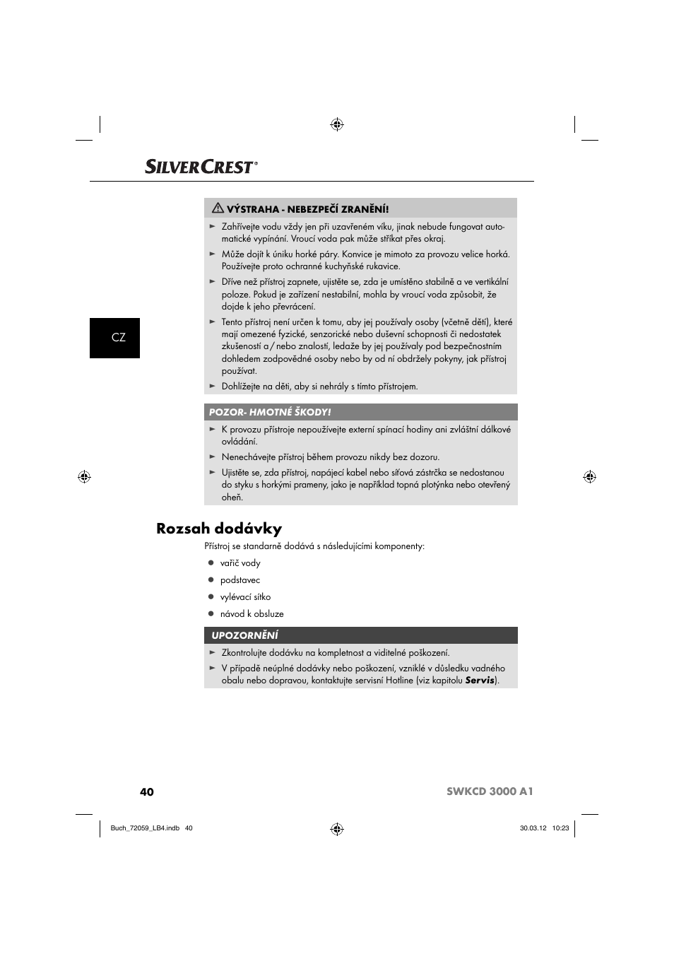 Rozsah dodávky | Silvercrest SWKCD 3000 A1 User Manual | Page 42 / 61