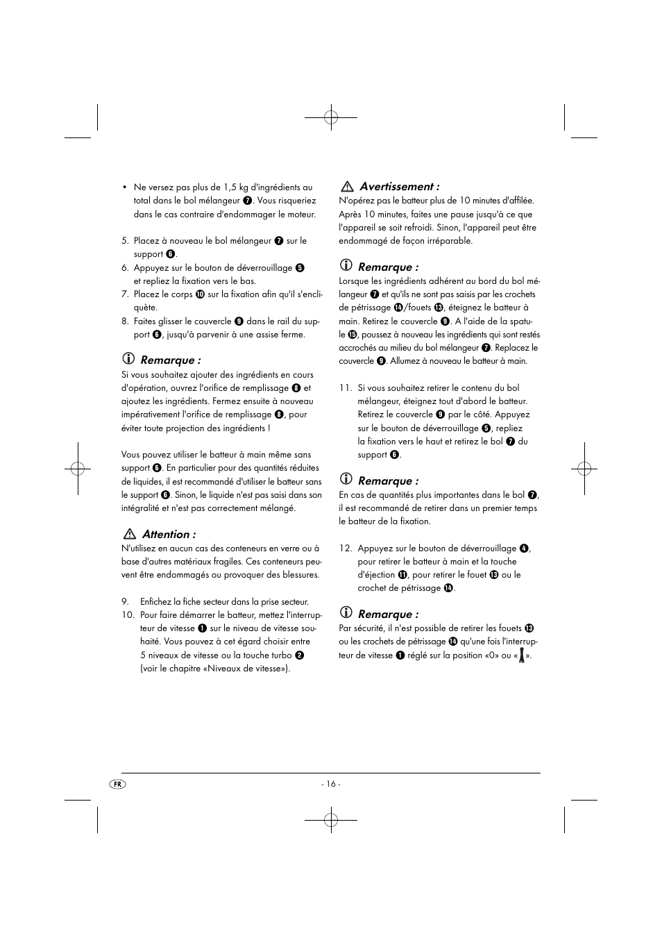 Remarque, Attention, Avertissement | Silvercrest SHMS 300 B1 User Manual | Page 19 / 44