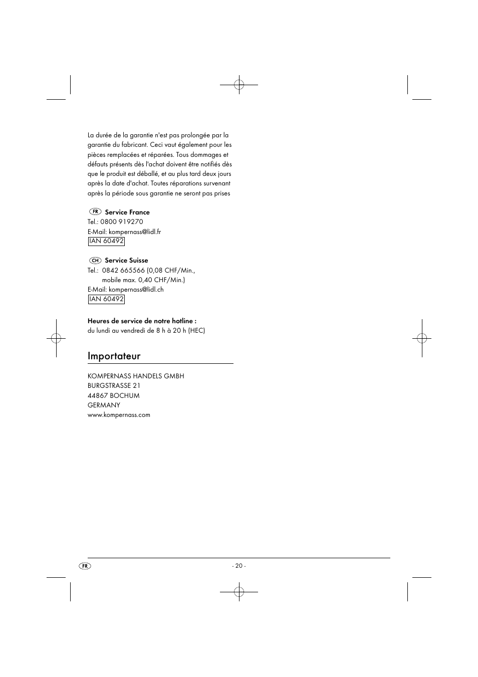 Importateur | Silvercrest SHMS 300 B1 User Manual | Page 23 / 44