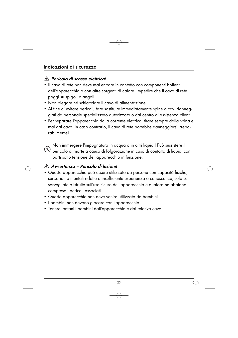 Indicazioni di sicurezza | Silvercrest SHMS 300 B1 User Manual | Page 26 / 44