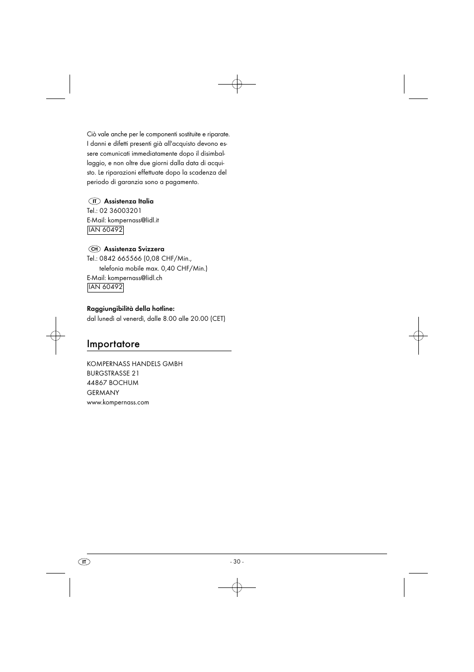 Importatore | Silvercrest SHMS 300 B1 User Manual | Page 33 / 44