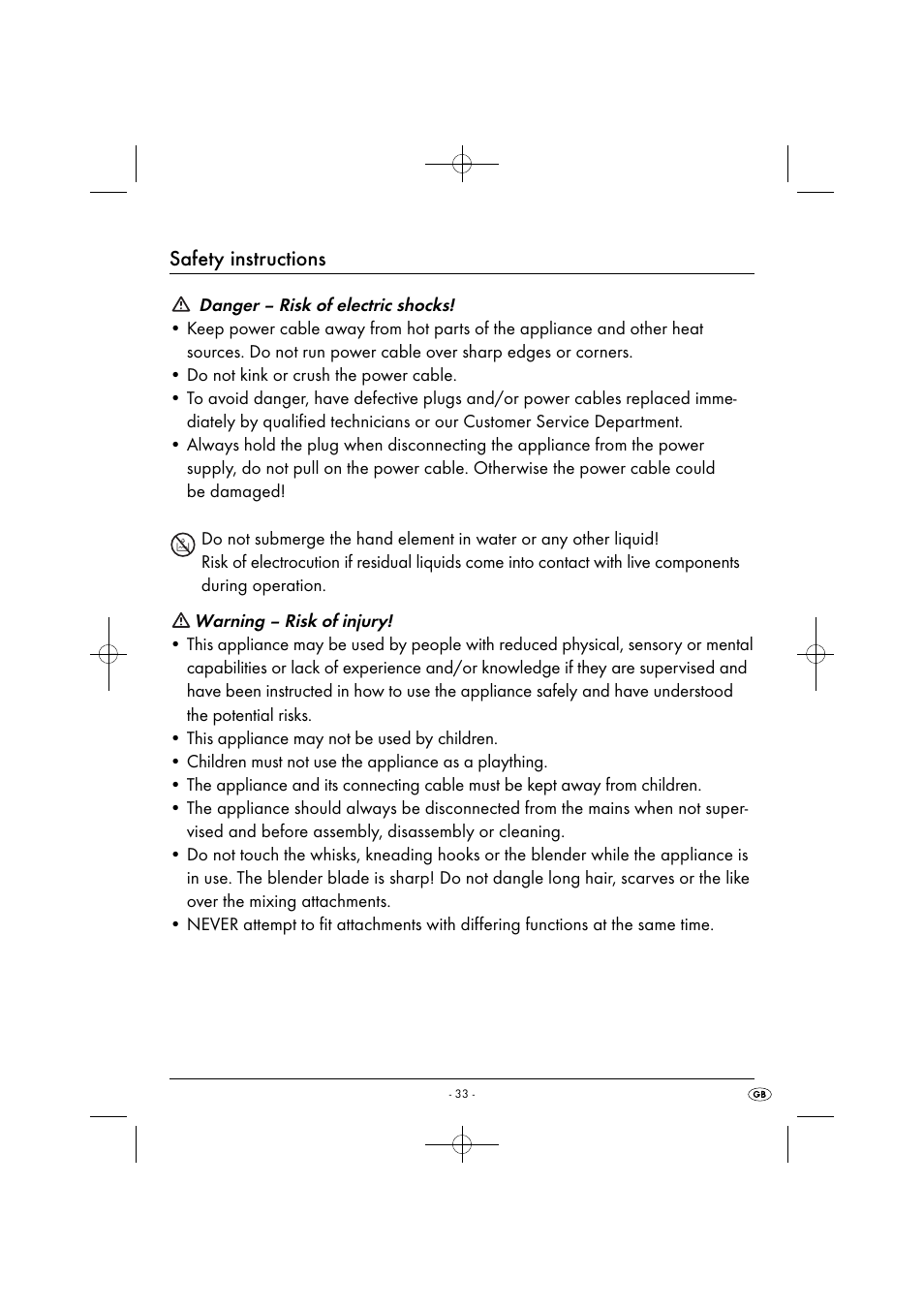 Safety instructions | Silvercrest SHMS 300 B1 User Manual | Page 36 / 44