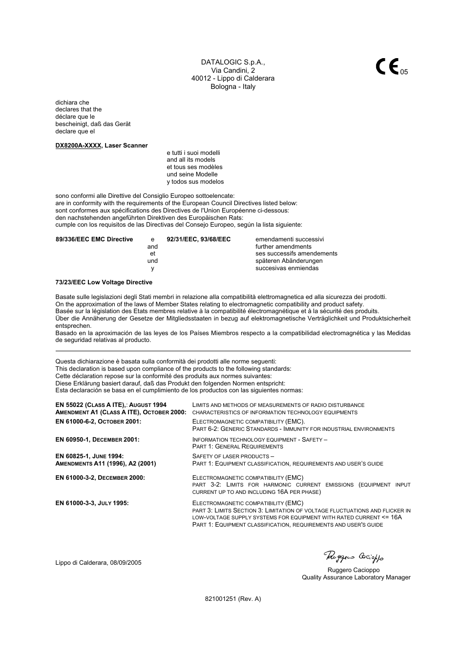 Datalogic Scanning DX8200A-3002 User Manual | Page 11 / 11