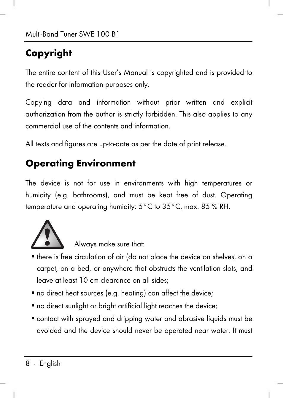 Copyright, Operating environment | Silvercrest SWE 100 B1 User Manual | Page 10 / 174