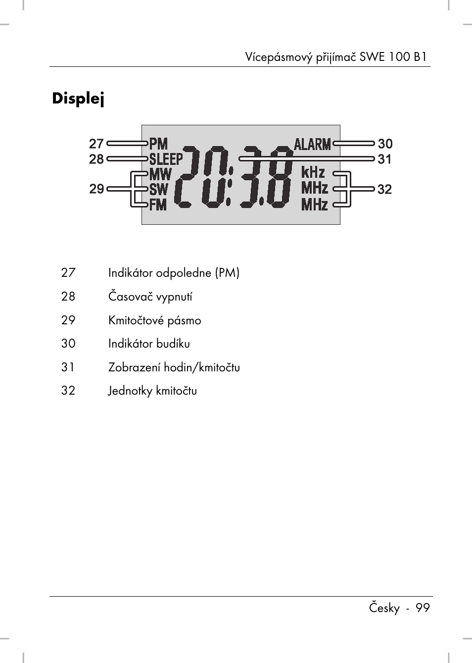 Displej | Silvercrest SWE 100 B1 User Manual | Page 101 / 174