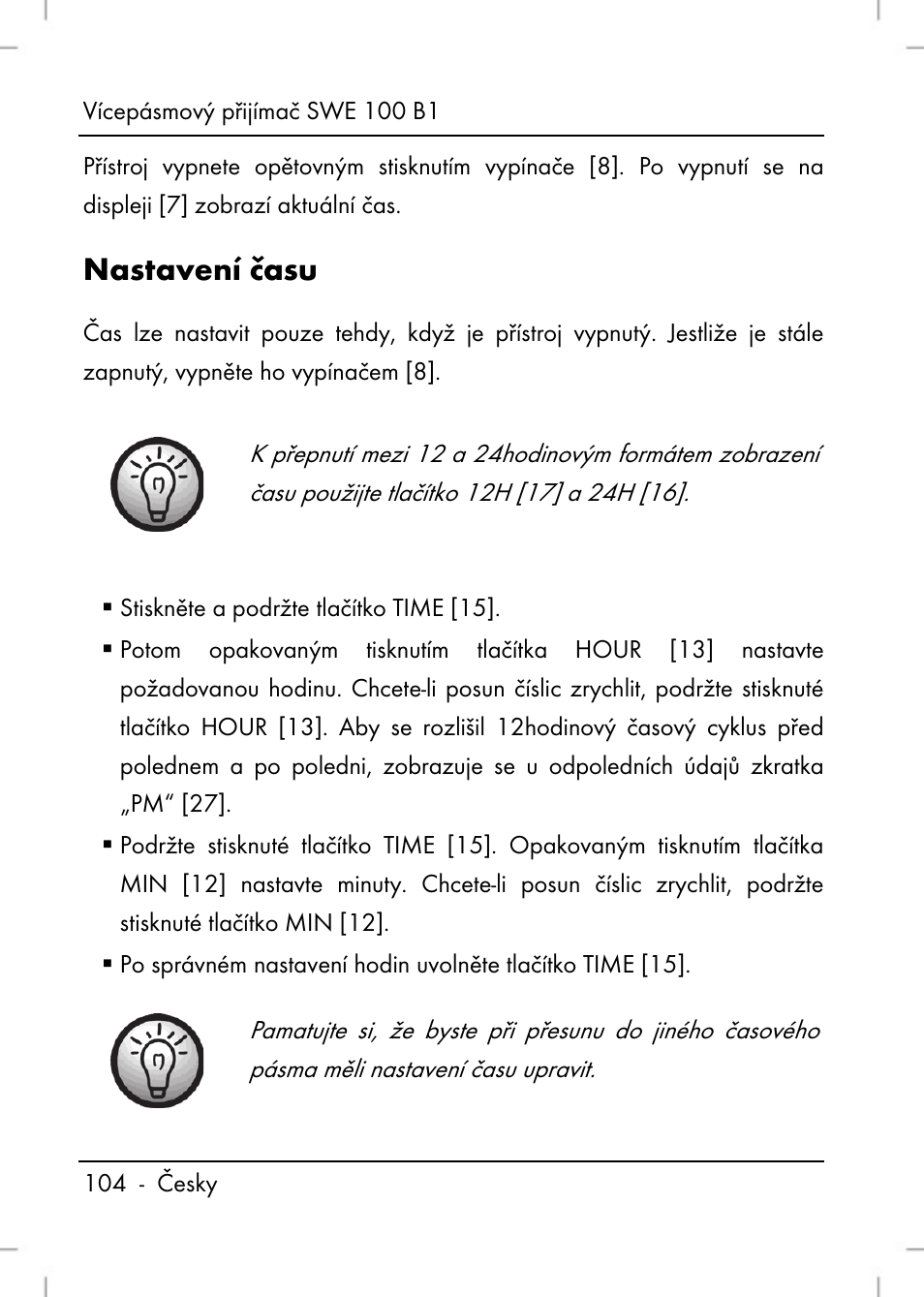 Nastavení času | Silvercrest SWE 100 B1 User Manual | Page 106 / 174