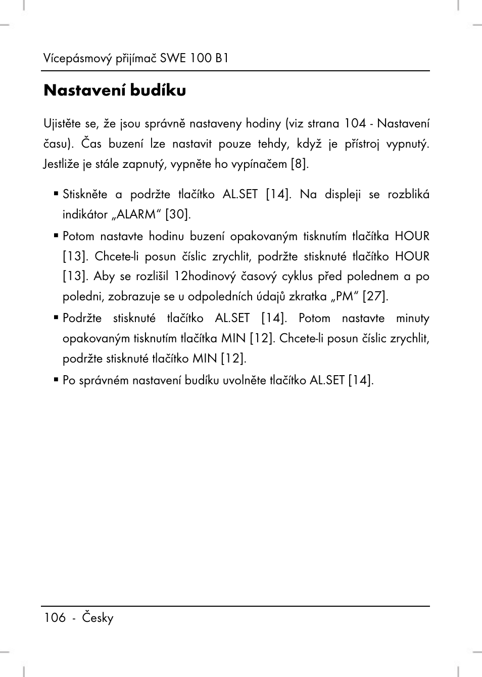Nastavení budíku | Silvercrest SWE 100 B1 User Manual | Page 108 / 174