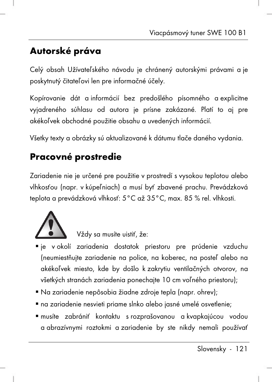 Autorské práva, Pracovné prostredie | Silvercrest SWE 100 B1 User Manual | Page 123 / 174