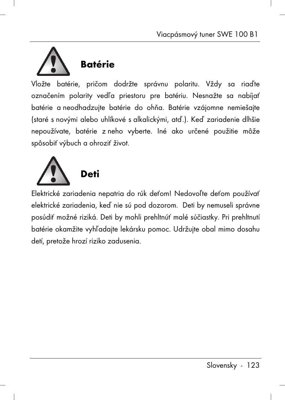 Batérie, Deti | Silvercrest SWE 100 B1 User Manual | Page 125 / 174