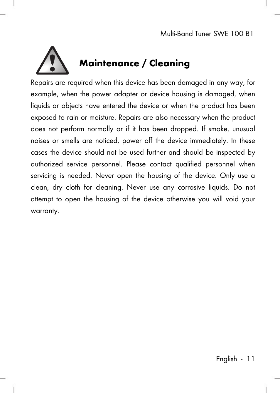 Maintenance / cleaning | Silvercrest SWE 100 B1 User Manual | Page 13 / 174