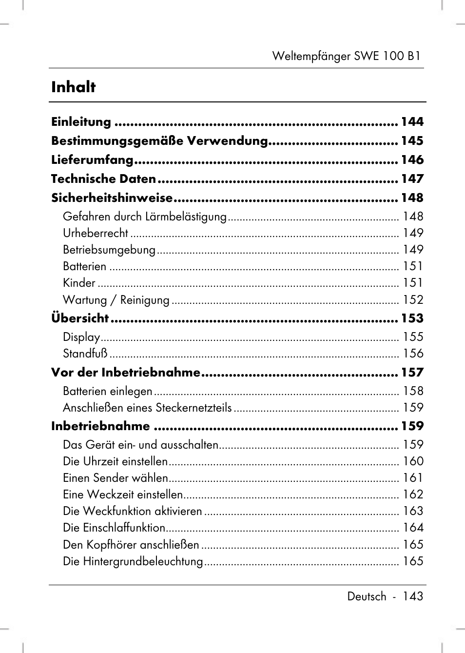 Inhalt | Silvercrest SWE 100 B1 User Manual | Page 145 / 174