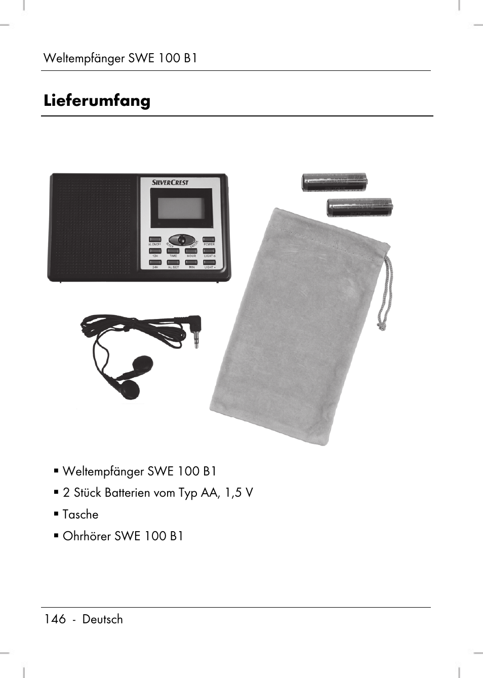 Lieferumfang | Silvercrest SWE 100 B1 User Manual | Page 148 / 174