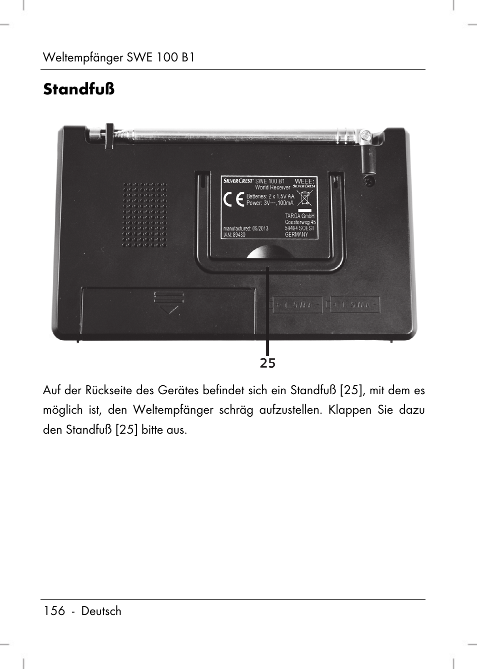 Standfuß | Silvercrest SWE 100 B1 User Manual | Page 158 / 174