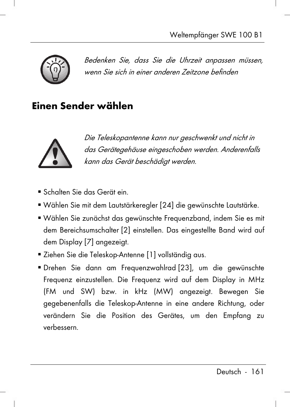 Einen sender wählen | Silvercrest SWE 100 B1 User Manual | Page 163 / 174