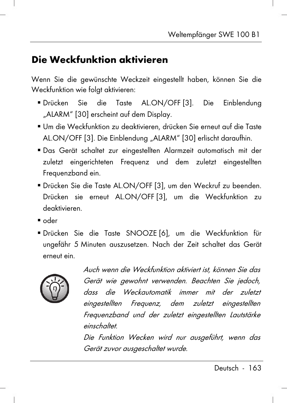 Die weckfunktion aktivieren | Silvercrest SWE 100 B1 User Manual | Page 165 / 174