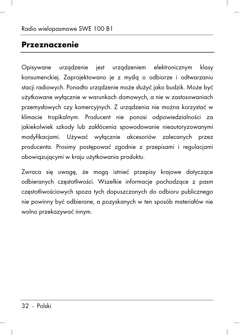 Przeznaczenie | Silvercrest SWE 100 B1 User Manual | Page 34 / 174
