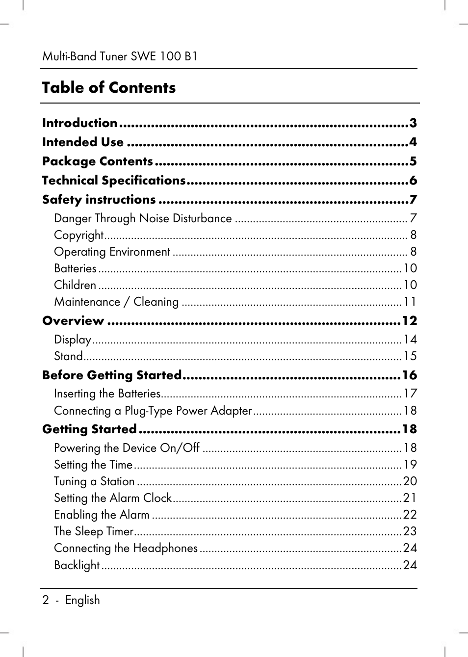 Silvercrest SWE 100 B1 User Manual | Page 4 / 174