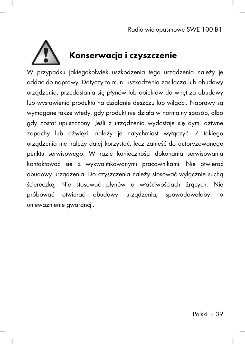 Konserwacja i czyszczenie | Silvercrest SWE 100 B1 User Manual | Page 41 / 174