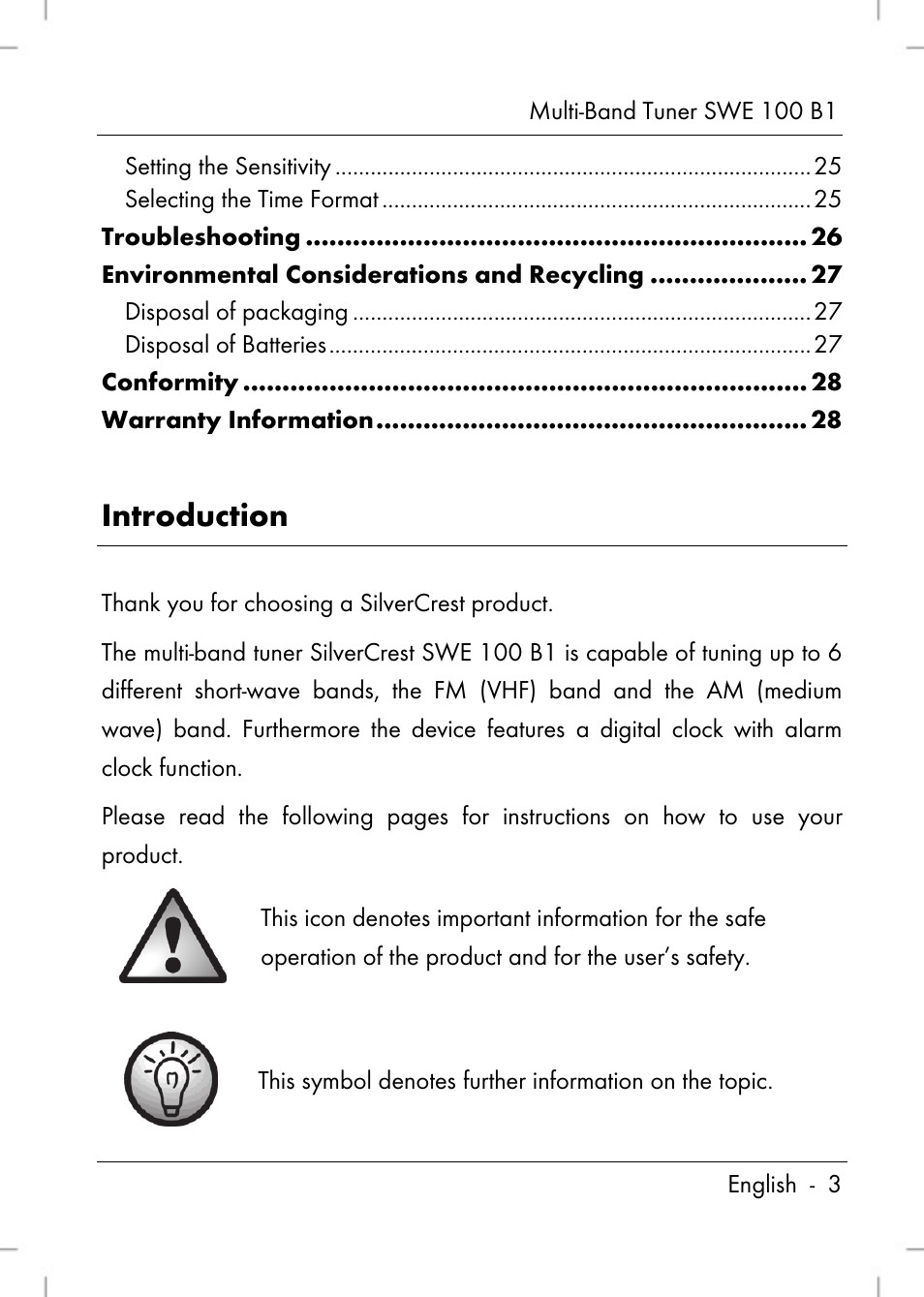 Introduction | Silvercrest SWE 100 B1 User Manual | Page 5 / 174