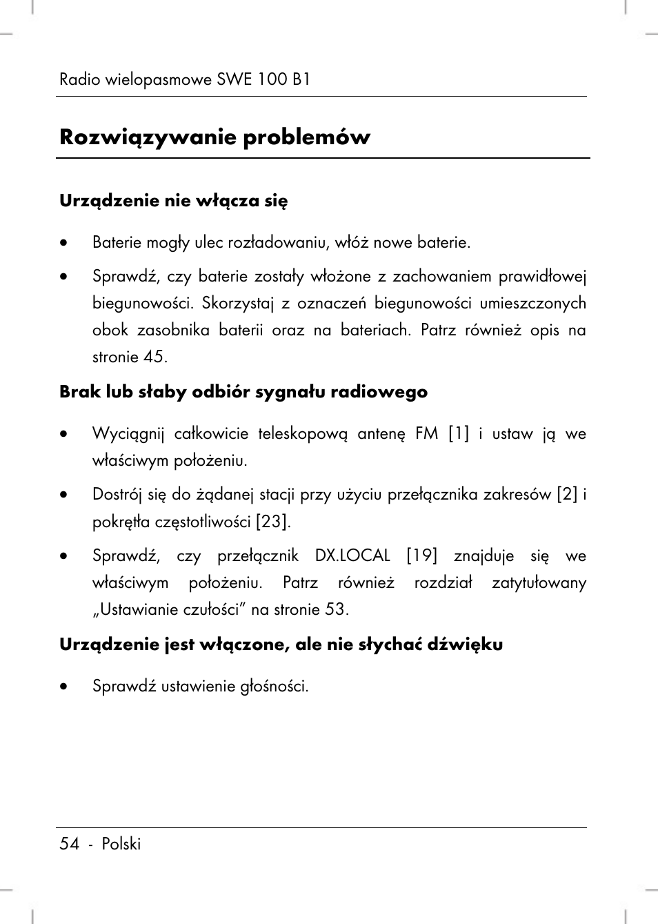 Rozwiązywanie problemów | Silvercrest SWE 100 B1 User Manual | Page 56 / 174