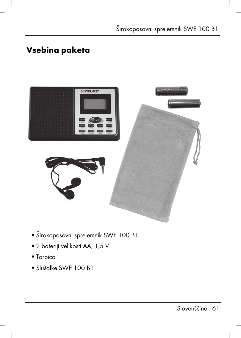 Vsebina paketa | Silvercrest SWE 100 B1 User Manual | Page 63 / 174