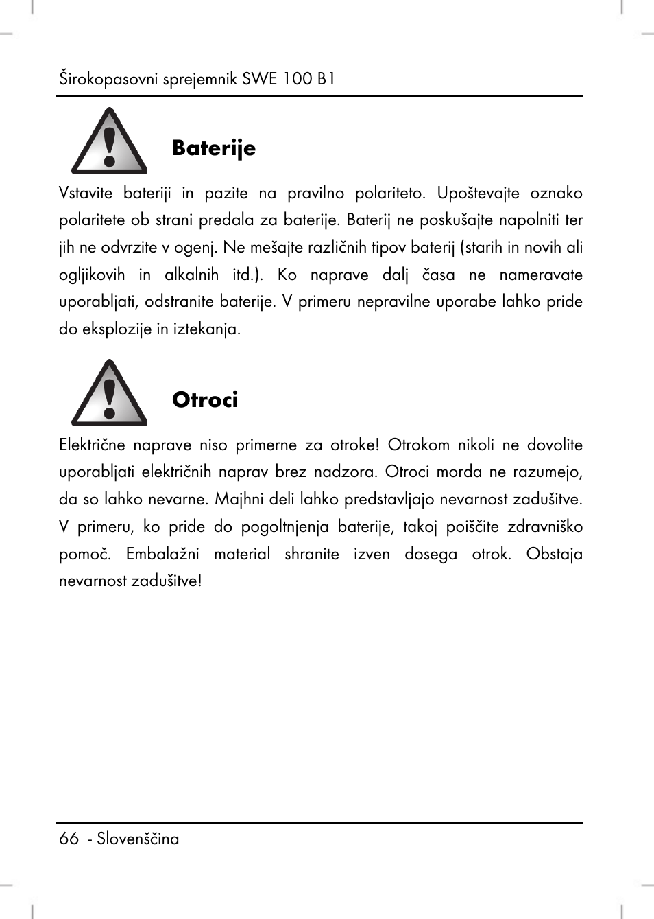 Baterije, Otroci | Silvercrest SWE 100 B1 User Manual | Page 68 / 174