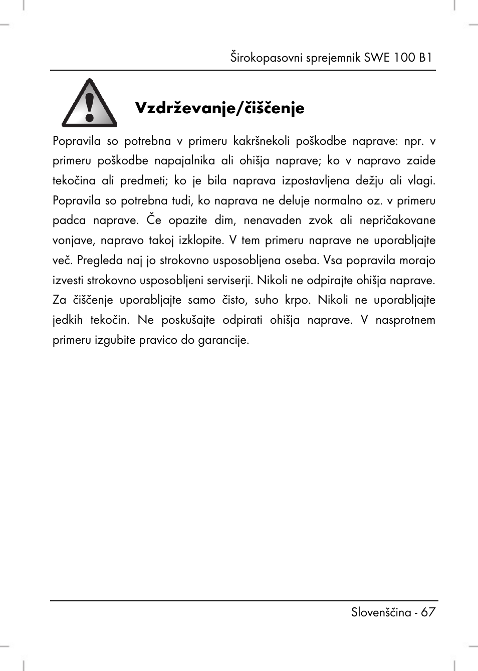 Vzdrževanje/čiščenje | Silvercrest SWE 100 B1 User Manual | Page 69 / 174