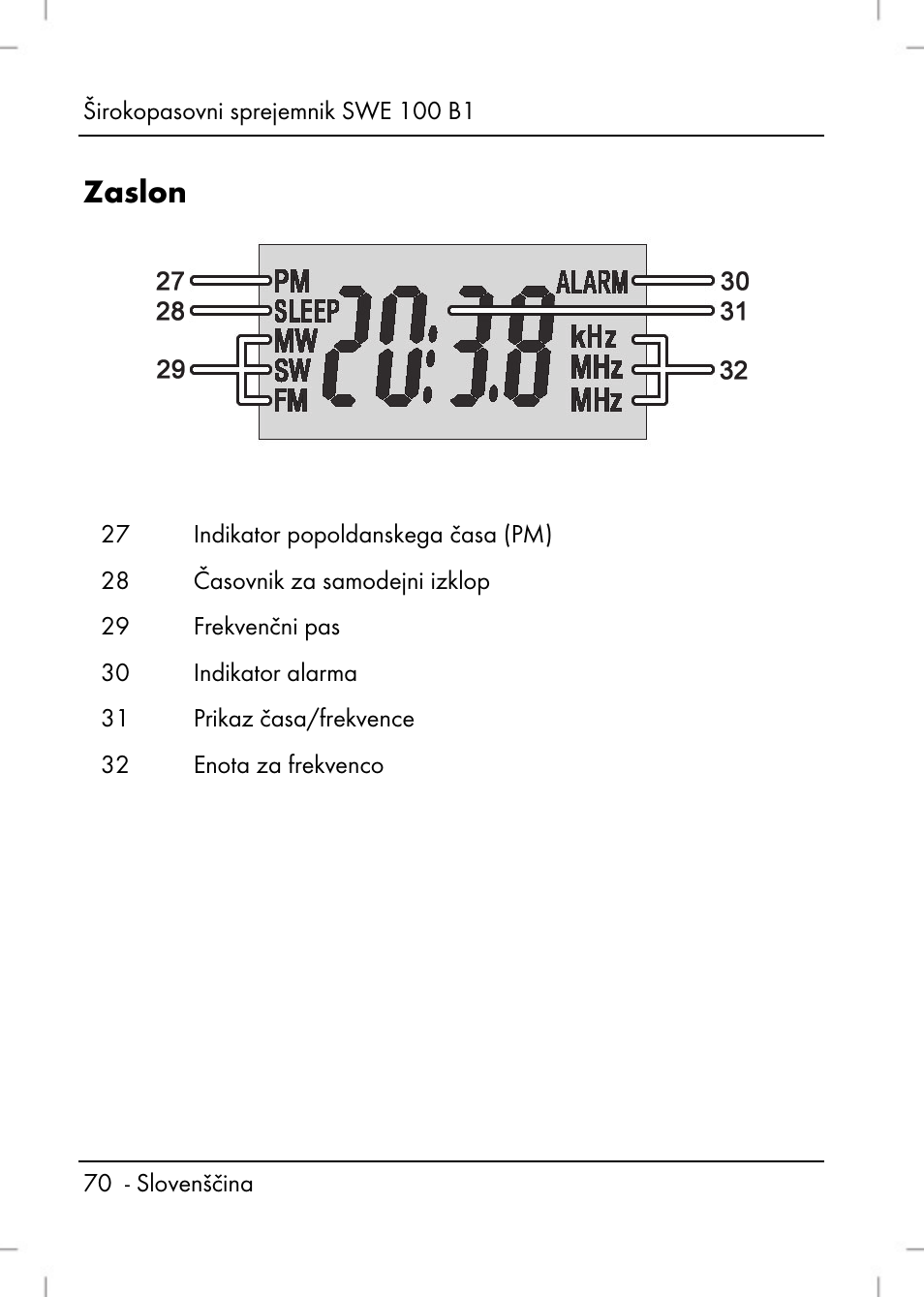 Zaslon | Silvercrest SWE 100 B1 User Manual | Page 72 / 174