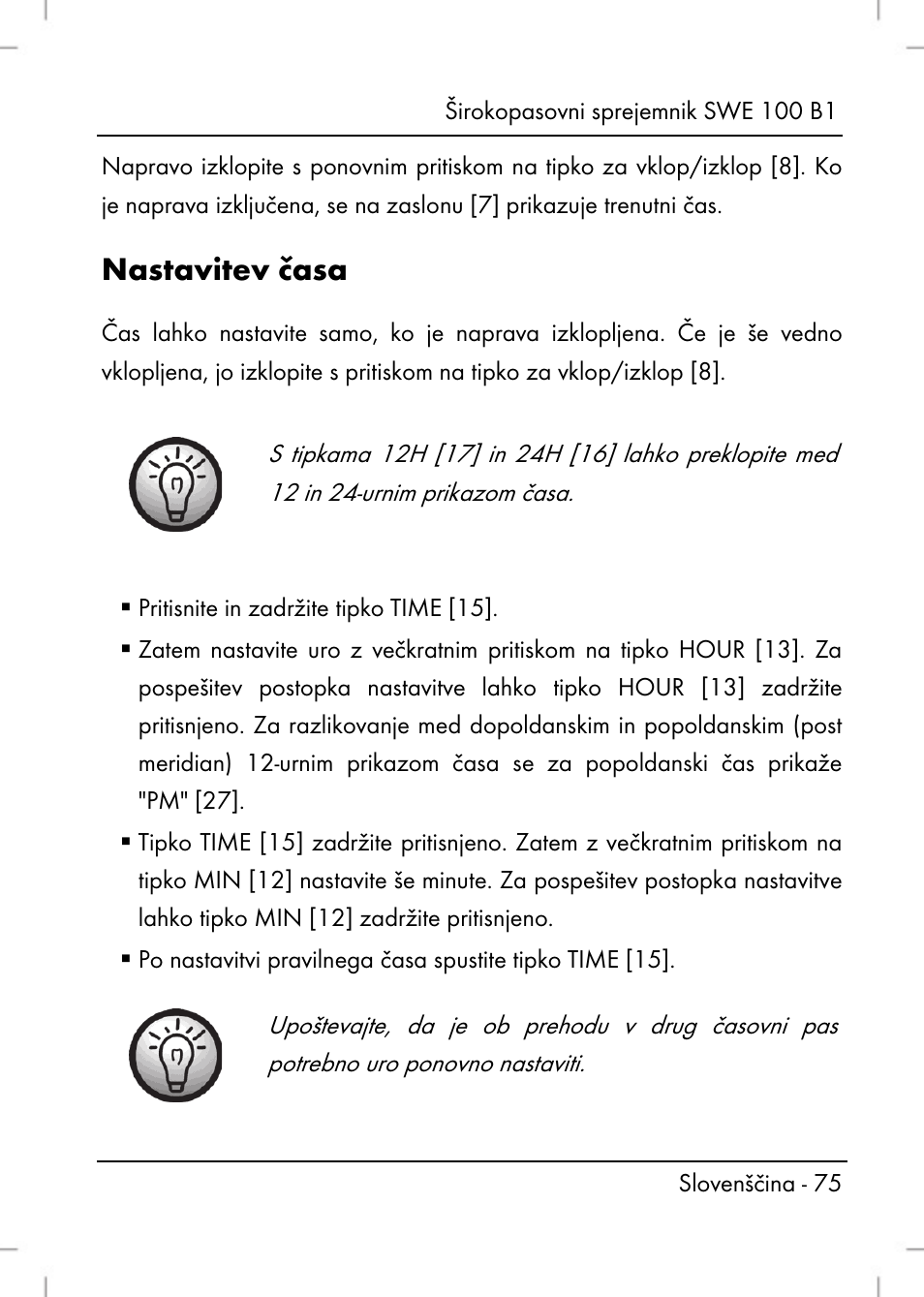 Nastavitev časa | Silvercrest SWE 100 B1 User Manual | Page 77 / 174