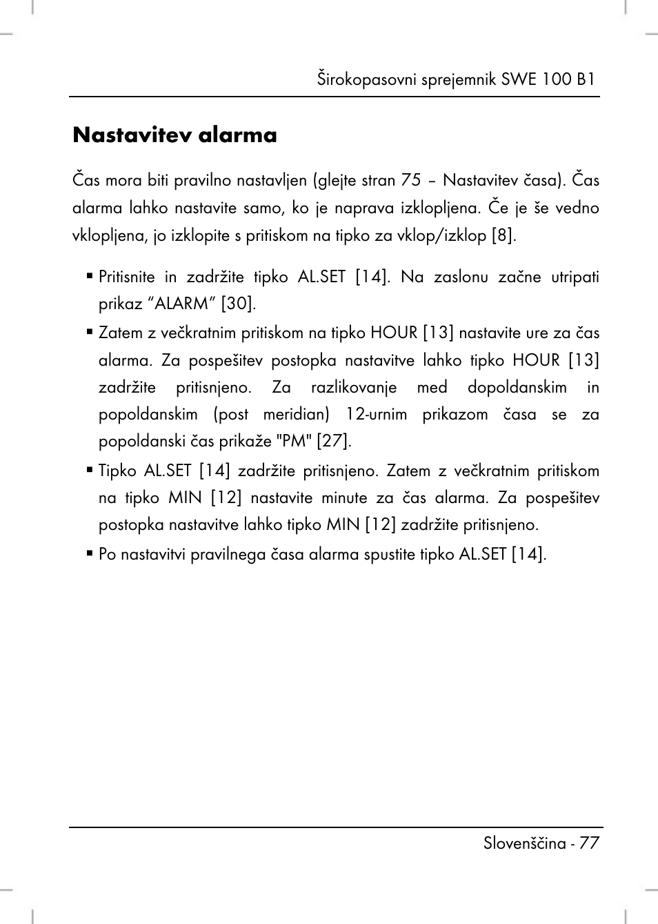Nastavitev alarma | Silvercrest SWE 100 B1 User Manual | Page 79 / 174