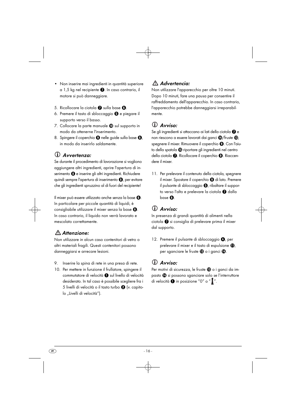 Avvertenza, Attenzione, Advertencia | Avviso | Silvercrest SHMS 300 B1 User Manual | Page 19 / 54