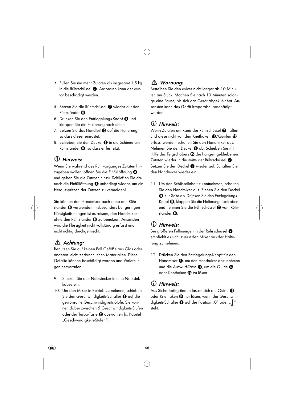 Hinweis, Achtung, Warnung | Silvercrest SHMS 300 B1 User Manual | Page 49 / 54