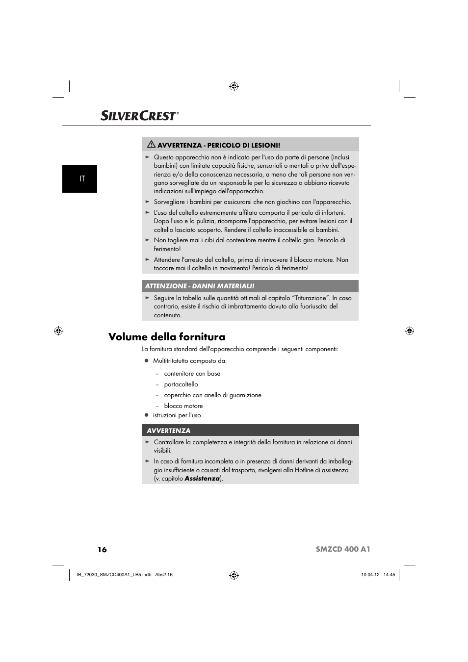 Volume della fornitura | Silvercrest SMZCD 400 A1 User Manual | Page 18 / 50